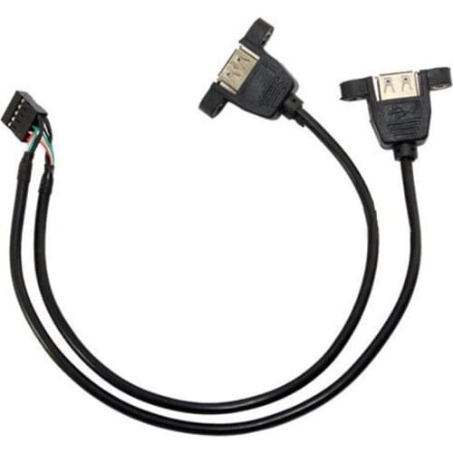 Motherboard 9-pin to USB2.0 Dupont line 9Pin to dual USB2.0 adapter cable with screw hole