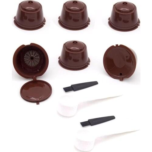 3 Pcs Reusable Coffee Capsule Filter Cup for Nescafe Dolce Gusto Refillable Caps Spoon Brush Filter Baskets Pod Soft Taste 6PCS