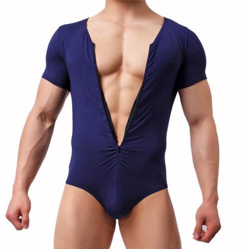 New Mens Undershirts Modal Zipper Jumpsuits Wrestling Singlet Bodysuits Leotard Male One-piece Pajamas Homewear Briefs Underwear