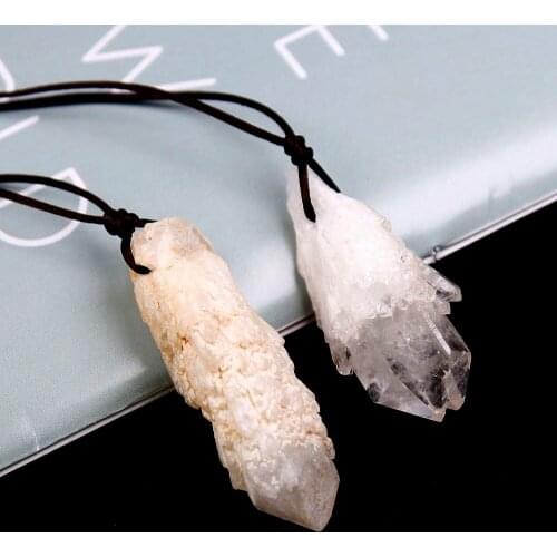 1pc Random Natural Raw Pineapple Cluster Rough Stone Point Necklace Clear Quartz Crystal Mineral Healing Reiki Pendant Craft