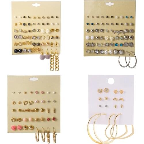 New Arrival Earring Mixed Styles Small Crystal Rhinestone Pearl Heart Flower Flower Stud Earrings Set For Women Girls Jewelry