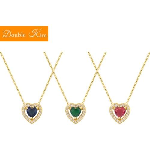 Love Heart Colorful Zircon Pendant Necklace Titanium Stainless Steel Gold Chain Necklace Inlaid Zircon Trendy Women Jewelry Gift