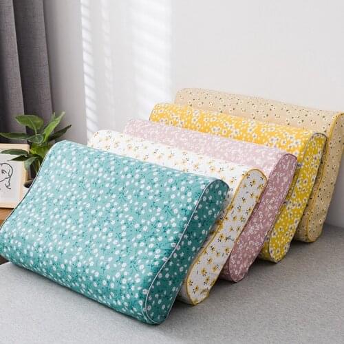 Pastoral Style Latex Pillowcase Small Floral Pillows Case Cotton Invisible Zipper Children Bedroom Bed Sofa Memory Cushion Cover