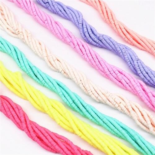 Length 40cm Diameter 4mm Flat Round Polymer Clay Beads Chip Disk Loose Spacer Handmade Beads For DIY Jewelry Making Bracelet