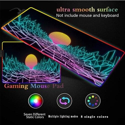 Custom Large Gaming RGB Art Abstract Landscape Mouse Pad Keyboard MousePad USB Wired LED Big Backlight Computer Desk Mouse Mat