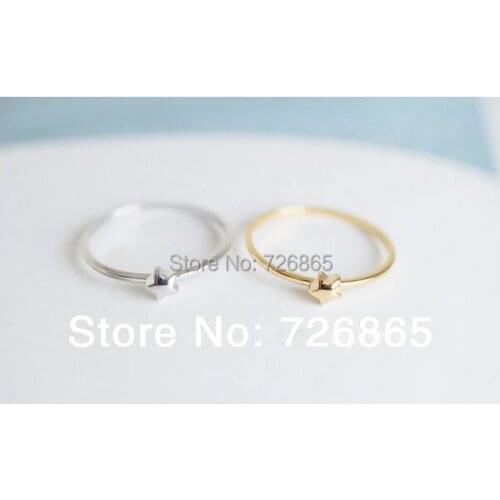 Simple Fashion Jewelry Gold Silver Rose Gold-color Mini Cute Star Rings Women Men Unisex Rings Free Shipping