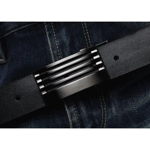 Luxury Leather Belt Men Plate Reversible Buckle With Toothpick Pattern Business Dress Belts Dropship Suppliers Black Brown