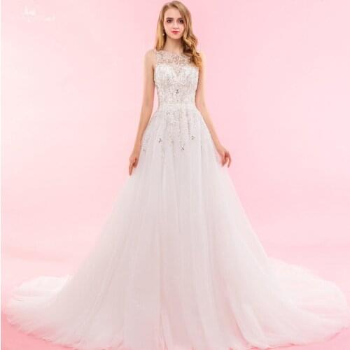 RSW1329 Real Pictures Yiaibridal Strapless Boat Neckline A Line Tulle Mariage Crystal Beading Vestidos De Noiva De Luxo 2017