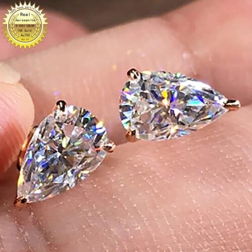 10K Au417 Yellow Gold Earrings 0.5 1 2 3 Carat Pear cut DVVS Moissanite Diamond Present Wedding Anniversary Engagement Party