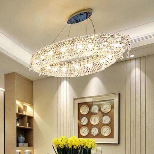 Modern K9 Crystal Chandeliers Lights Fixture American Chandelier Round Oval Dining Room Living Room Restaurant Shop Bar Lamps
