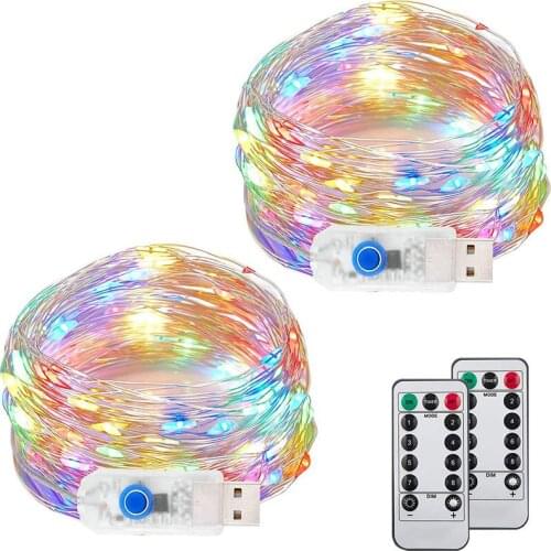 USB LED Fairy String Lights Garland Remote Control 5M/10M/20M Copper Wire Lamp for Christmas Wedding Home Party Decorations