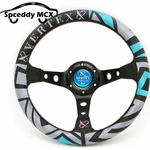 NEW Style Verte x Deep Dish Black-Blue Steering Wheel 13inch 330mm Steering Wheel Leather Racing Universal MC20S0916150