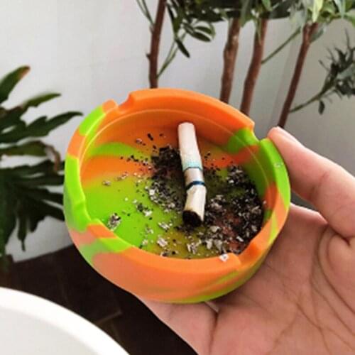 Anti-fall Thickening Silica Gel Ashtray Circular Eco-Friendly Psychedelic Soft Round Silicone Smoke Cup Holder Cigarette Tray