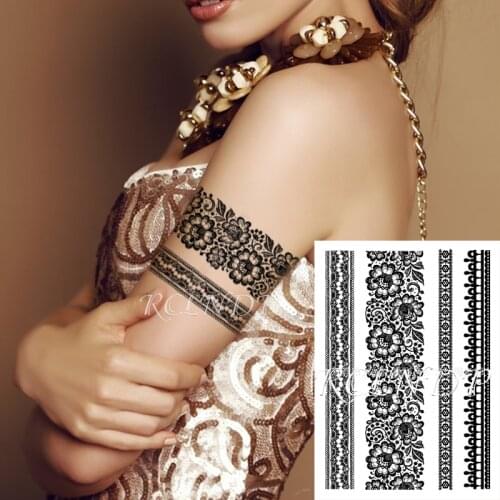 Waterproof Temporary Tattoo Sticker tatto black sexy flower lace stocking flash tatoo fake tattoos for girl women