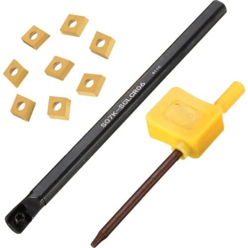 High Quality Wholesale Price 7x125MM S07K-SCLCR06 Tool Holder +8PCS CCMT0602 + 1Wrench Lathe Turning Tool Boring Bar New Design