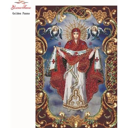 Golden Panno 5D Pattern Diamond Embroidery DIY Religious Diamond Painting Cross Stitch Full Drill Rhinestone Painting Decor 08