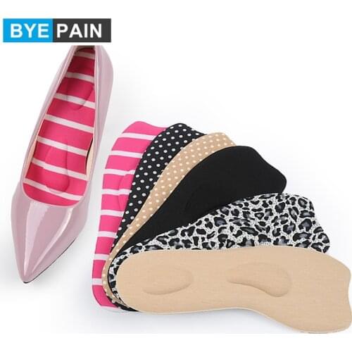 1Pair Women Insoles Arch Support Massage Soft Sponge Inserts Foot Pain Relief Foot Protector Antislip Sweat Absorption Cushion