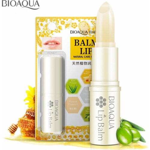 1piece BIOAQUA Natural Plant Aloe Honey Moisturizing Lip Balm Colorless Refine Repair Lip Wrinkles For Woman Winter Lip Care
