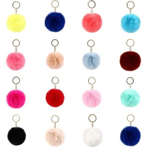 Fashion Pom Keychains keyring Imitate Rabbit Fur Ball Keychain Bag Plush Car Key Holder Pendant Chain Ring For Women Jewelry 6cm