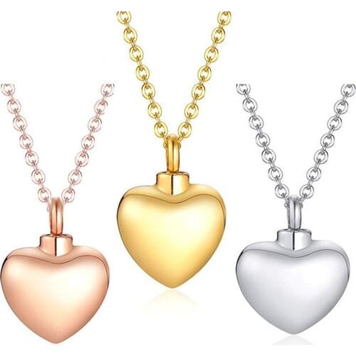316L Stainless Steel Love Heart Charm Locket Pendant Necklace Keepsake Memorial Pets Jewelry Ashes Urn Pendant Necklace