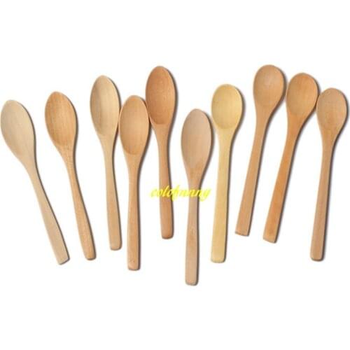 500pcs/lot Fast Shipping 13cmx2.7cm Wooden Spoons Honey Spoon Spoons wood Spoons 6 styles