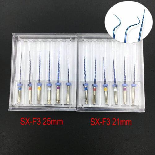 6pcs/Box Dental Heat Activated Canal Root Files SX-F3 21mm 25mm for Preparing Root Canal Treatment Dentist Tool