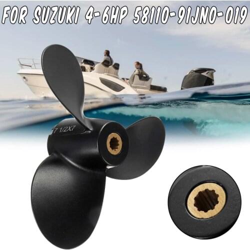 7 1/2 x 7 marine propeller 58110-91JN0-019for Suzuki Outboard Engine 4-6HP 3 Blades R Rotation Aluminum Alloy 10 Spline Tooths