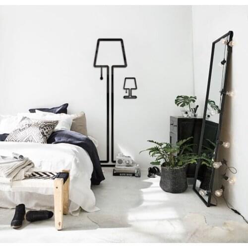 American style Simple table lamp 3D acrylic wall sticker Creativity bedroom Entrance wallpaper Mirror Decorative sticker