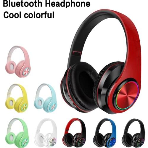 NEW B39 Wireless Bluetooth Headsets Portable Folding Headphones Support TF Card Built-in FM Mp3 Player With LED Colorful Lights