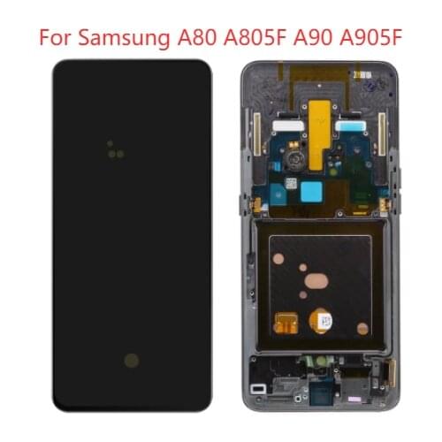 Original AMOLED Display For Samsung Galaxy A90 A905F LCD Display Touch Screen Panel Assembly For Samsung A80 A805F With Frame