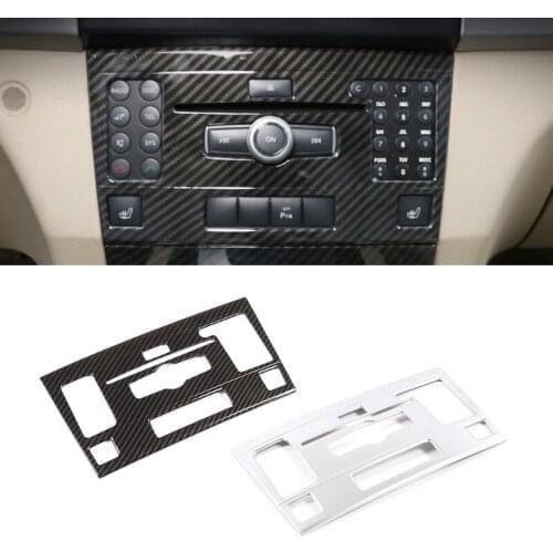 For Mercedes Benz GLK X204 2010 2011 2012 Car Carbon Fiber Texture Central Control Audio CD Mode Switch Panel Frame Cover Trim