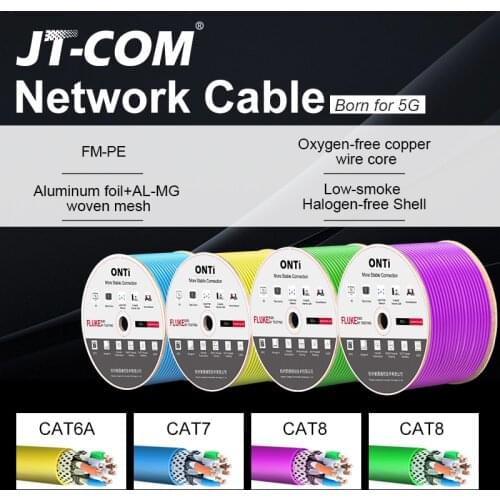 RJ45 CAT8 CAT7 CAT6A SHIELDED CABLE S/FTP 22AWG/23AWG 4PR OXYGEN-FREE COPPER LSZH ANSI/TIA 568C.2-1& ISO/IEC TR 11801