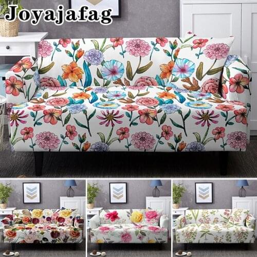 Elastic Sofa Cover For Living Room Flowers Print Stretch L Shape Slipcovers Sectional Couch Covers 1/2/3/4 Seater