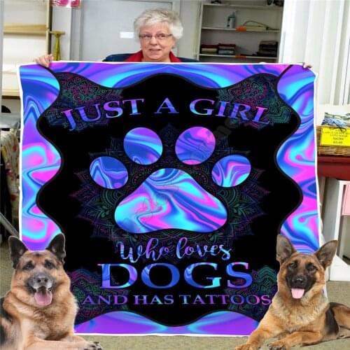 Girl loves dogs 3d printed fleece blanket for Beds Hiking Picnic Thick Quilt Fashionable Bedspread Sherpa Throw Blanket