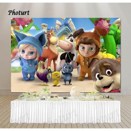 PHOTURT Dave and Ava Backdrop Kids 1st Birthday Party Photography Banner Dog Cow Mouse Photo Background Decorate Props
