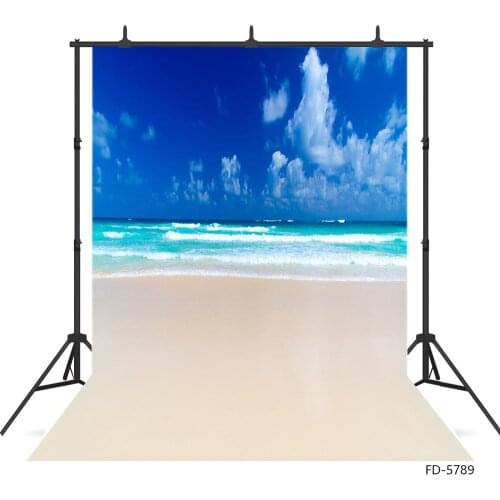 Blue Sky Sand Beach Sea Scenic Photographic Background Vinyl Cloth Backdrop for Baby Children Portrait Photocall Photo Studio