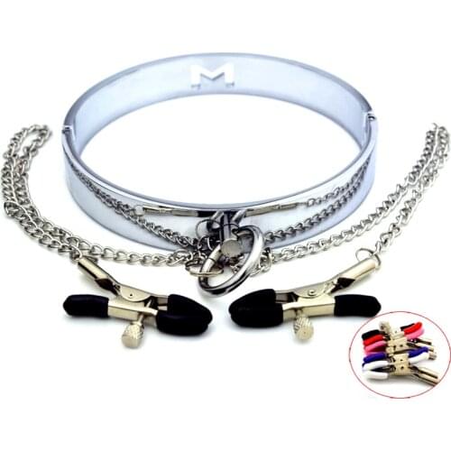 Alloy Collar Fetish Toys Metal M Collar Women’s Collar Nipple Clip