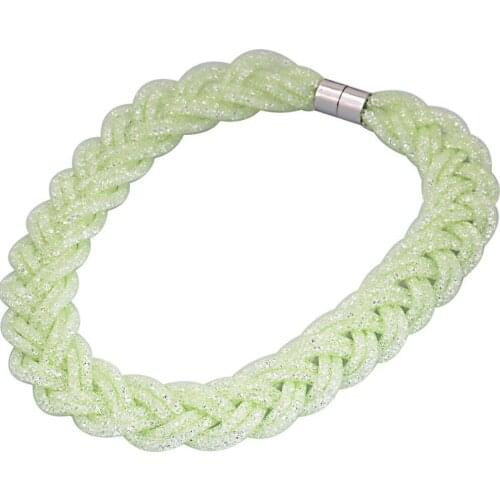 Miasol Handmade Resin Crystal Necklace Statement Woven Full Tiny Resin Crystal Braided Necklace For Women Gifts