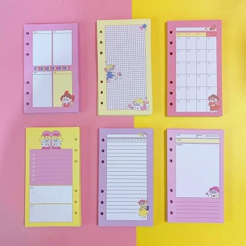 2020 A6 Kawaii Mini Loose Leaf Notebook 6 Hole Dairy Paper Refill Spiral Binder Planner Cute Pager Dairy Weekly To Do Planner
