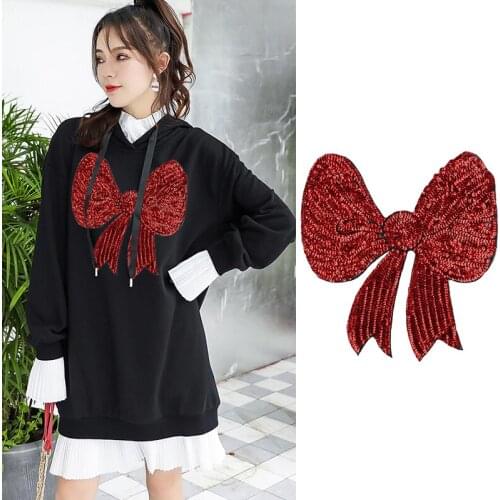 Fashionable wild large embroidery bow sequin cloth stickers clothes jacket down jacket decorative stickers E-64