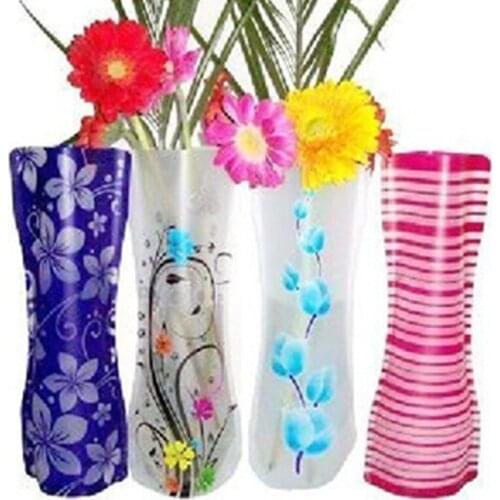 Fashion Home Furnishings Foldable Plastic Transparent Fresh PVC Reusable Flower Vase