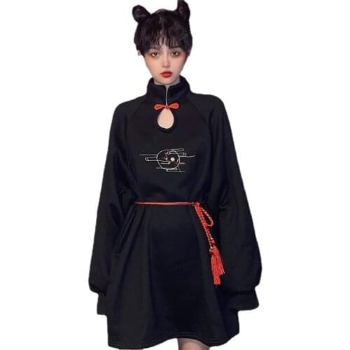 Fashion Harajuku Clothing Japanese Style Women Kimono Dress Vintage Black Gothic Clothes Woman Japan Robe Blouse Asian G257