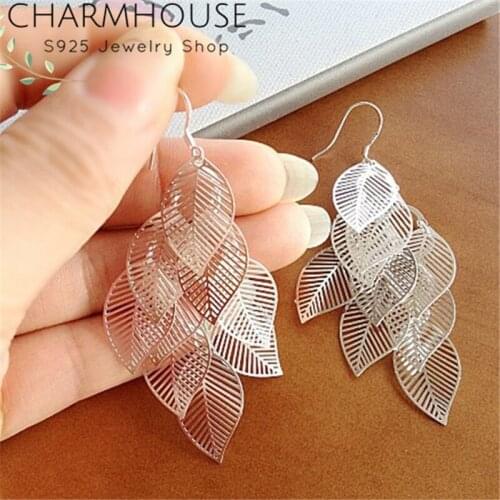 925 Silver Earrings for Women Long Tassel Leaf Earring Set Korean Style Fashion Jewelry Femme Brincos Pendientes Bijoux Gifts