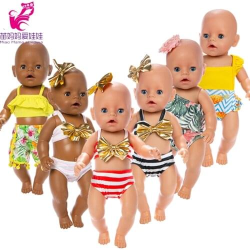 Doll Clothes 17" Baby New Born Doll Bikini Wear for 18 Inch Girl Doll Summer Swimming Clothes Girl Christmas Gifts