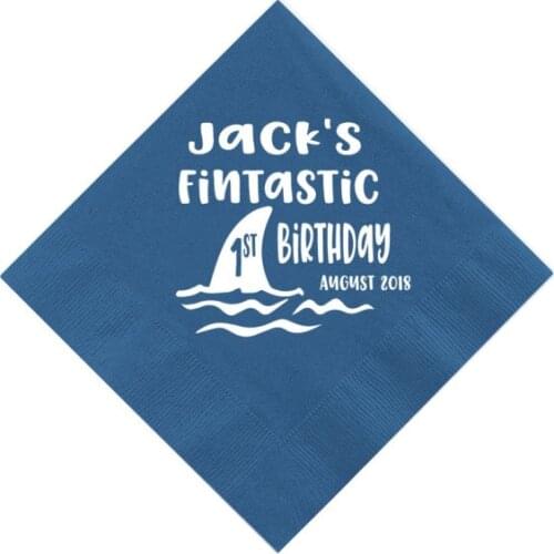 Fin-tastic Shark Birthday Personalized Napkins - First Birthday - Shark Birthday Napkins,Custom Boy Birthday Napkins baby shower
