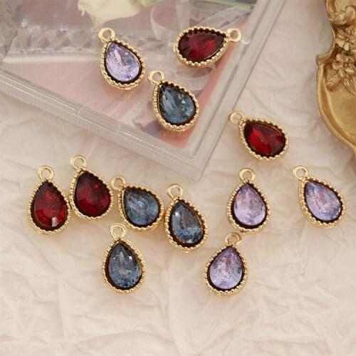 10 PCS 15x9mm Geometric Water Drop Charms Crystal Rhinestone Inlay Earrings Pendants DIY Handmade Accessories