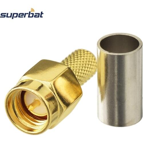 Superbat 10pcs SMA Crimp Plug Connector for Cable RG58 RG400 RG142 LMR195