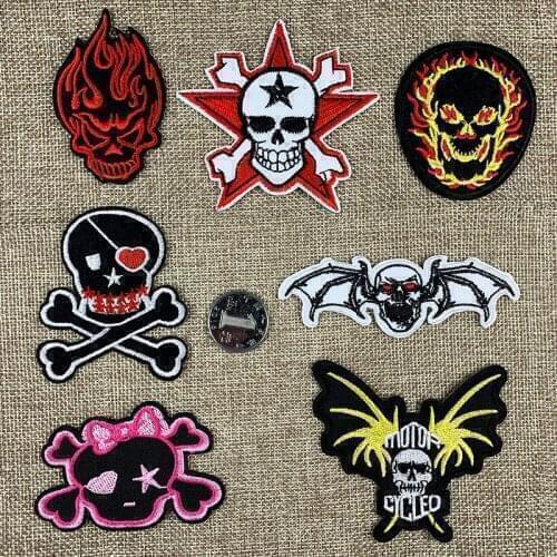 Skull Embroidery Cloth Patches European Punk Style Devil Death Sickle Thermo Adhesive DIY Clothing Accessories Iron on Patch