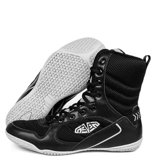 Three color Boxing Wrestling Shoes Rubber Outsole Breathable Combat Sneakers Lace-up Professional training fighting boots 80905