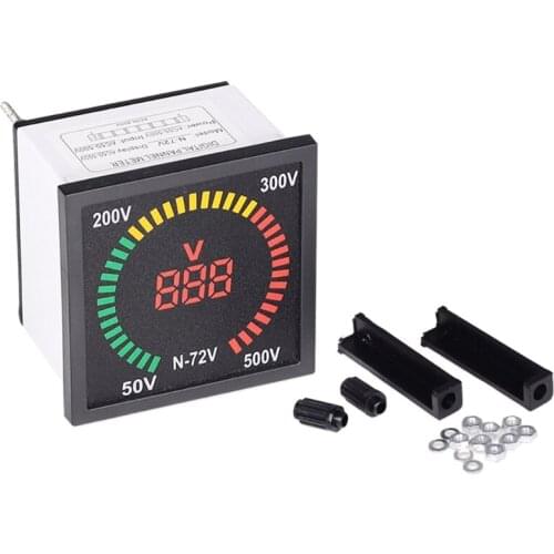 AC 50V-500V Voltmeter 72mm Panel Size 68mm Hole Size Digital LED Display Voltage Meter Gauge Indicator 110V 220V